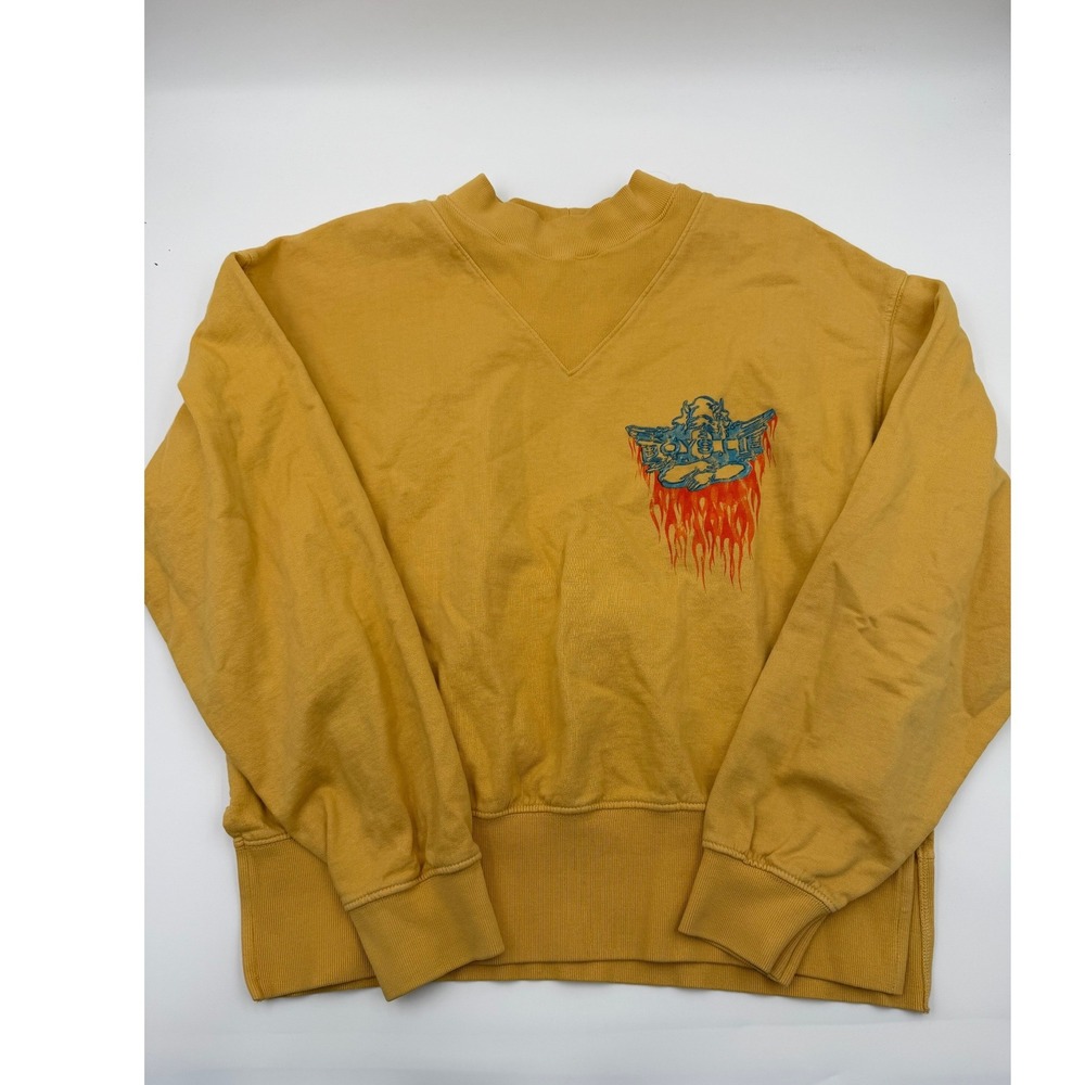 Boys Lie Mustard Yellow Graphic Sweatshirt with Blue & Red Print